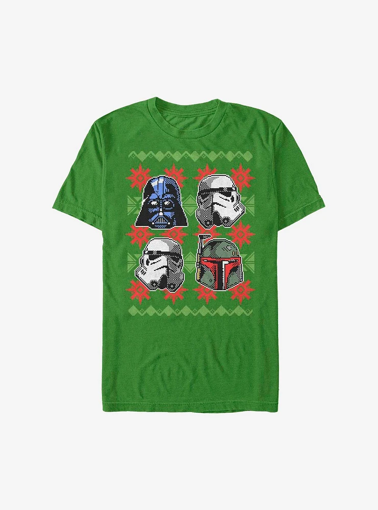 Star Wars Holiday Faces Christmas Pattern T-Shirt