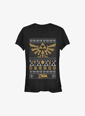 Nintendo The Legend Of Zelda Legends Ugly Christmas Sweater Girls T-Shirt