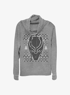 Marvel Black Panther Christmas Pattern Cowl Neck Long-Sleeve Girls Top