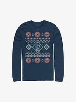 Marvel Captain America Christmas Pattern Sweater Long-Sleeve T-Shirt