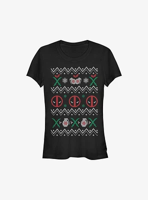 Marvel Deadpool Ugly Christmas Sweater Girls T-Shirt
