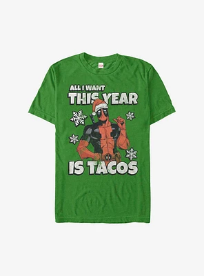 Marvel Deadpool All I Want Is Tacos Holiday T-Shirt