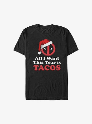 Marvel Deadpool All I Want This Year Is Tacos Holiday T-Shirt