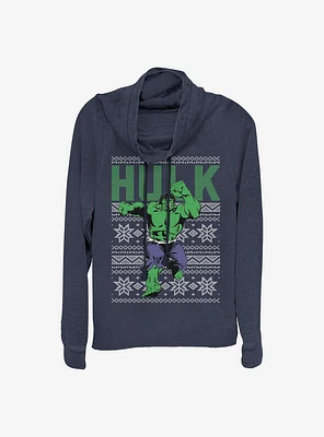 Marvel Hulk Ugly Christmas Sweater Cowl Neck Long-Sleeve Girls Top