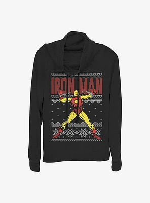 Marvel Iron Man Ugly Christmas Sweater Cowl Neck Long-Sleeve Girls Top