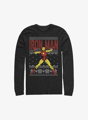 Marvel Iron Man Ugly Christmas Sweater Long-Sleeve T-Shirt