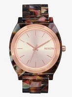 Nixon Time Teller Acetate Rose Gold Pink Tortoise Watch