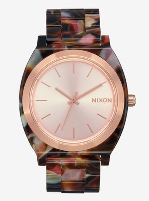 Nixon Time Teller Acetate Rose Gold Pink Tortoise Watch