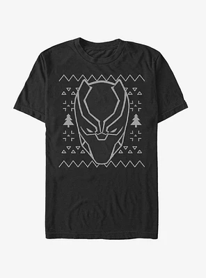 Marvel Black Panther Mask Christmas Pattern T-Shirt