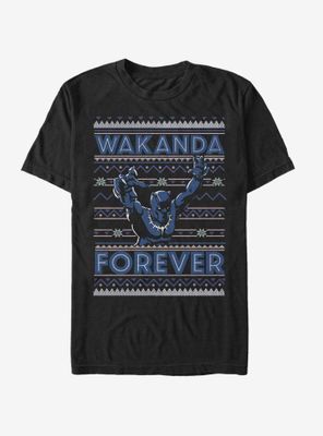 Marvel Black Panther Wakanda Holiday Christmas Pattern T-Shirt
