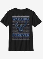 Marvel Black Panther Wakanda Holiday Christmas Pattern Youth T-Shirt
