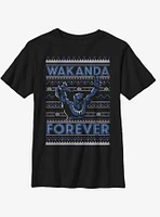 Marvel Black Panther Wakanda Holiday Christmas Pattern Youth T-Shirt