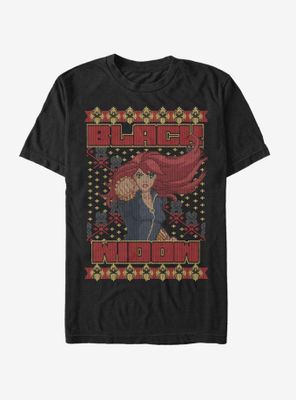 Marvel Black Widow Christmas Pattern T-Shirt