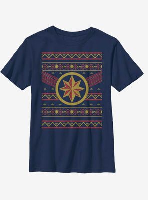 Marvel Captain Christmas Pattern Youth T-Shirt