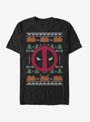 Marvel Deadpool Logo Christmas Pattern T-Shirt