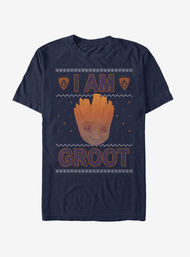 Marvel Guardians Of The Galaxy Groot Christmas Pattern T-Shirt