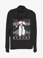 Star Wars Porg Christmas Pattern Cowlneck Long-Sleeve Womens Top