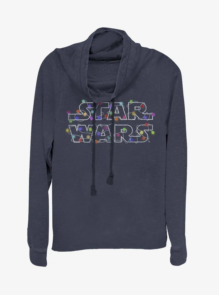 Star Wars Christmas Lights Cowlneck Long-Sleeve Womens Top