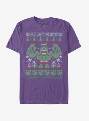 Marvel Hulk Presents Christmas Pattern T-Shirt
