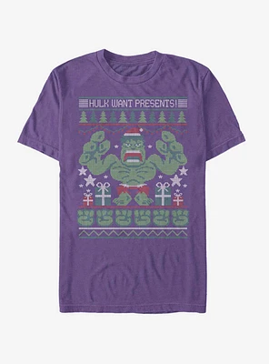 Marvel Hulk Presents Christmas Pattern T-Shirt