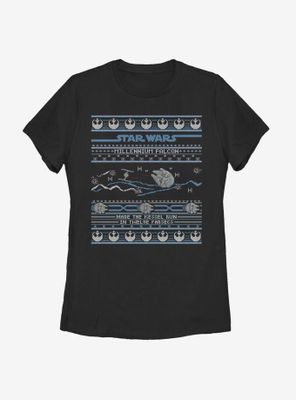 Star Wars Falcon Attack Christmas Pattern Womens T-Shirt
