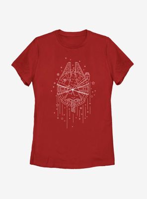 Star Wars Falcon Christmas Line Art Womens T-Shirt