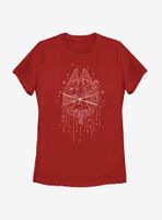 Star Wars Falcon Christmas Line Art Womens T-Shirt