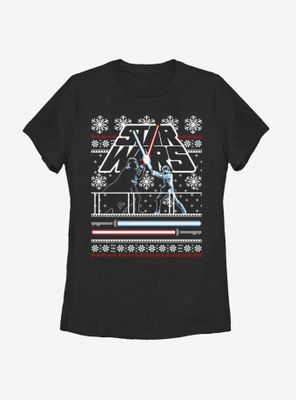 Star Wars Holiday Face Off Christmas Pattern Womens T-Shirt