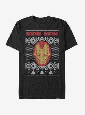 Marvel Iron Man Helmet Christmas Pattern T-Shirt