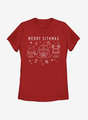 Star Wars Villain Holiday Lineart Womens T-Shirt