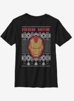 Marvel Iron Man Helmet Christmas Pattern Youth T-Shirt