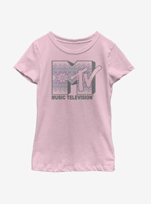 MTV Christmas Stitch Logo Youth Girls T-Shirt