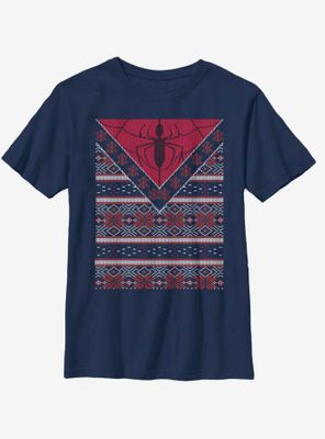 Marvel Spider-Man Spidey Logo Christmas Pattern Youth T-Shirt