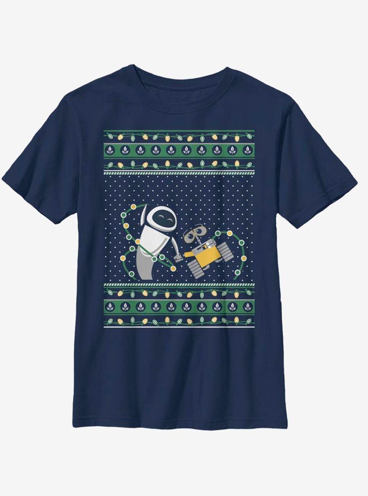 Disney Pixar Wall-E Eve Christmas Pattern Youth T-Shirt