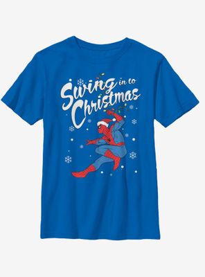 Marvel Spider-Man Swinging Spidey Christmas Youth T-Shirt