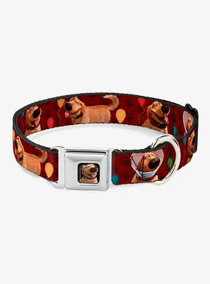 Disney Pixar Up Dug Poses Balloons Paw Print Dog Collar Seatbelt Buckle