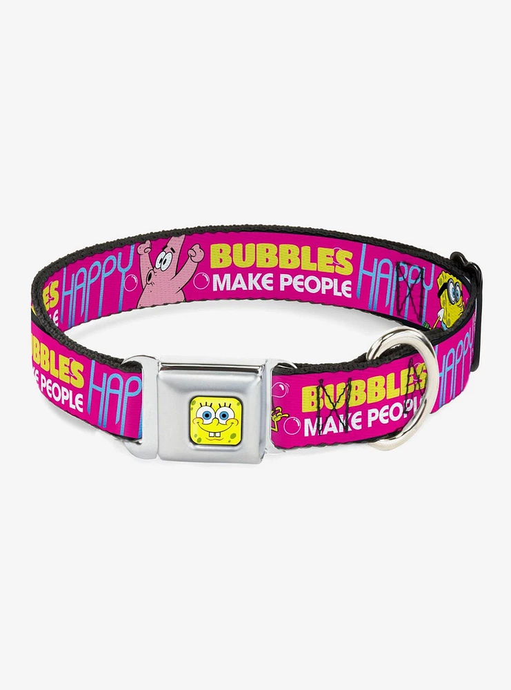 Spongebob Squarepants Patrick Starfish Pose Bubbles Make People Happy Dog Collar Seatbelt Buckle