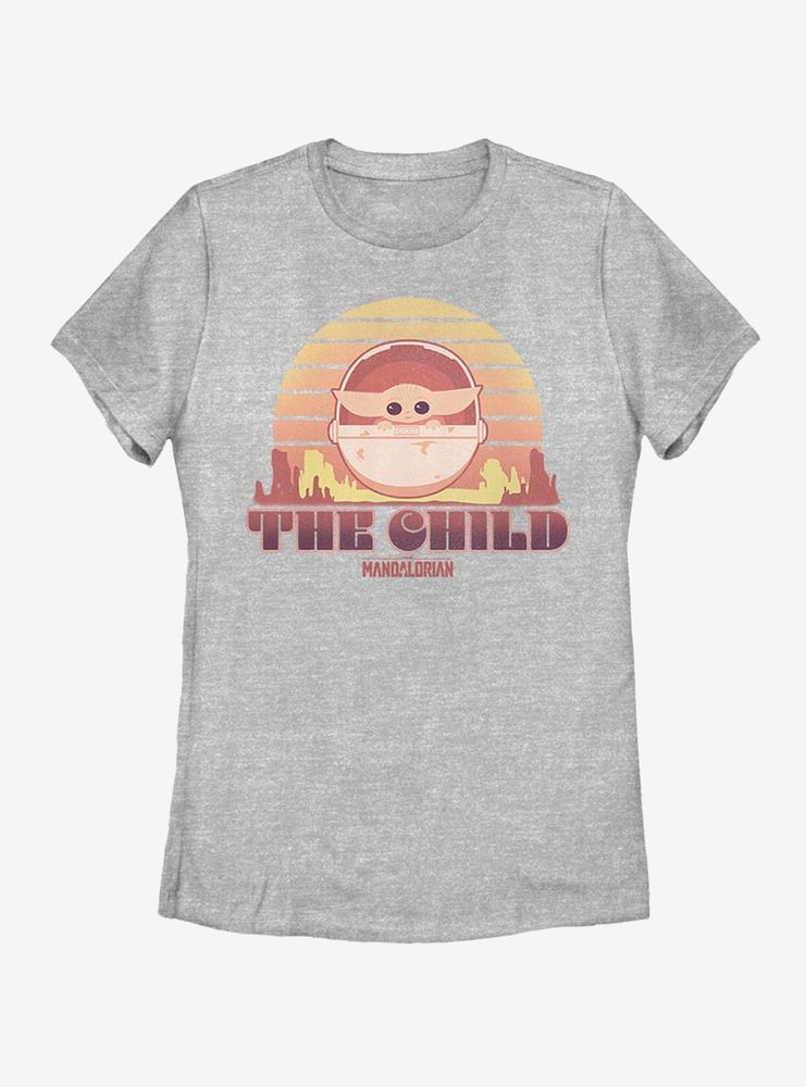 Star Wars The Mandalorian Child Sunset Ride Womens T-Shirt