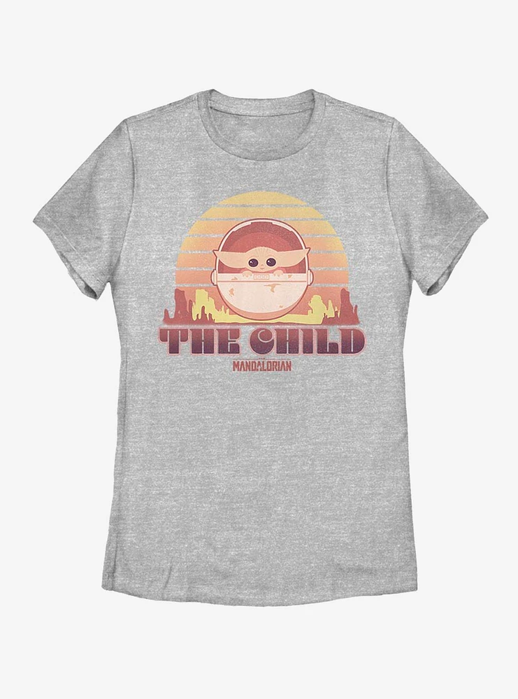 Star Wars The Mandalorian Child Sunset Ride Womens T-Shirt