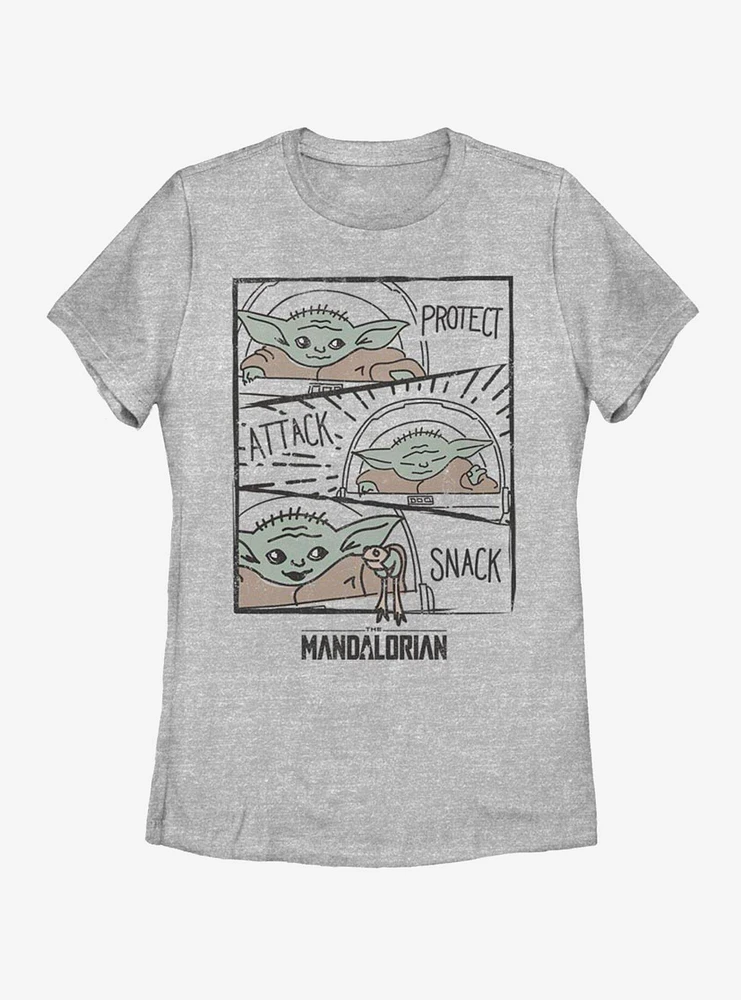 Star Wars The Mandalorian Child Doodle Panels Womens T-Shirt