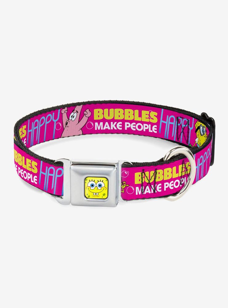 Spongebob Squarepants Patrick Starfish Pose Bubbles Make People Happy Dog Collar Seatbelt Buckle