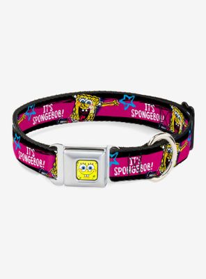 Spongebob Squarepants Pose It's Pink Dog Collar Seatbelt Buckle