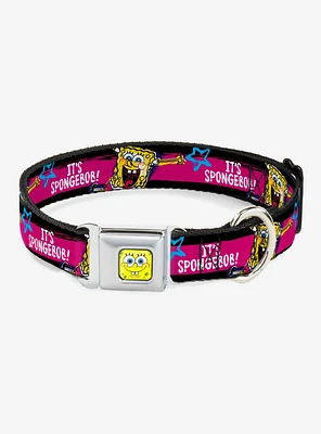 Spongebob Squarepants Pose It's Pink Dog Collar Seatbelt Buckle