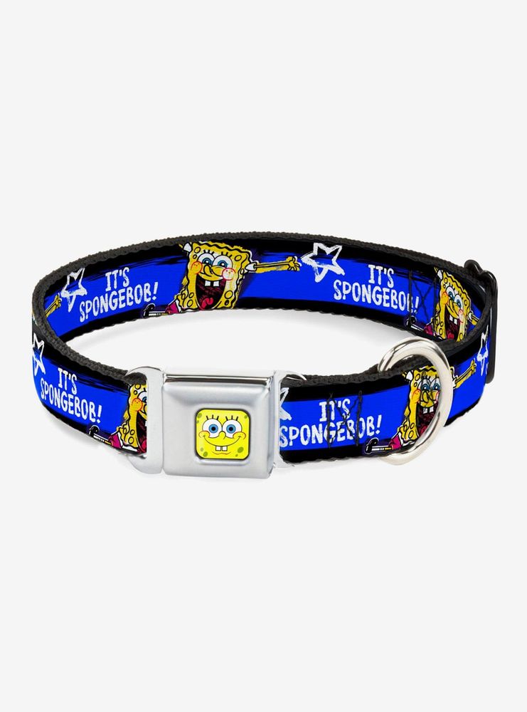 Spongebob Sqaurepants Pose It's Blue Dog Collar Seatbelt Buckle