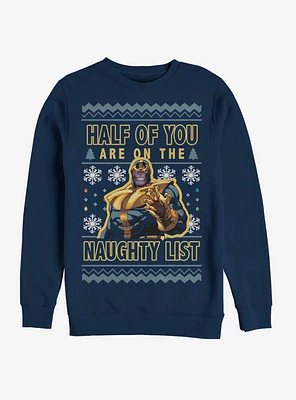 Avengers Thanos Naughty List Ugly Christmas Crew Sweatshirt