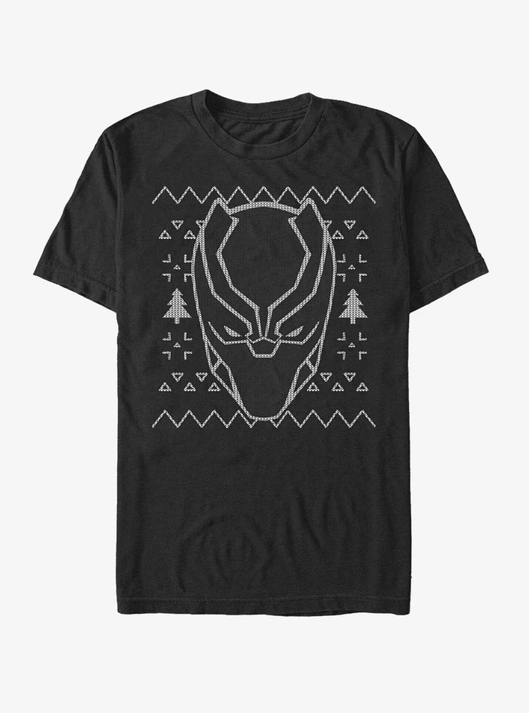 Marvel Black Panther Ugly Christmas Sweater Mask T-Shirt