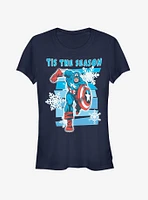 Marvel Captain America Tis The Season Snowflake Girls T-Shirt