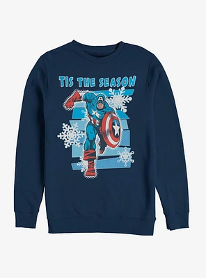 Marvel Captain America Tis The Season Snowflake Crew Sweatshirt