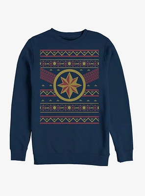 Captain Marvel Logo Ugly Christmas Crew Sweatshirt