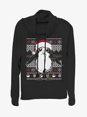 Star Wars Santa Porg Ugly Christmas Cowl Neck Long-Sleeve Girls Top